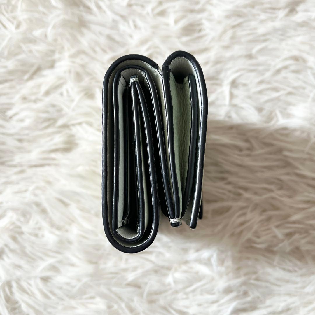 LOEWE 三つ折り財布　アナグラム　トライフォールド　グリーン　シェルグレー