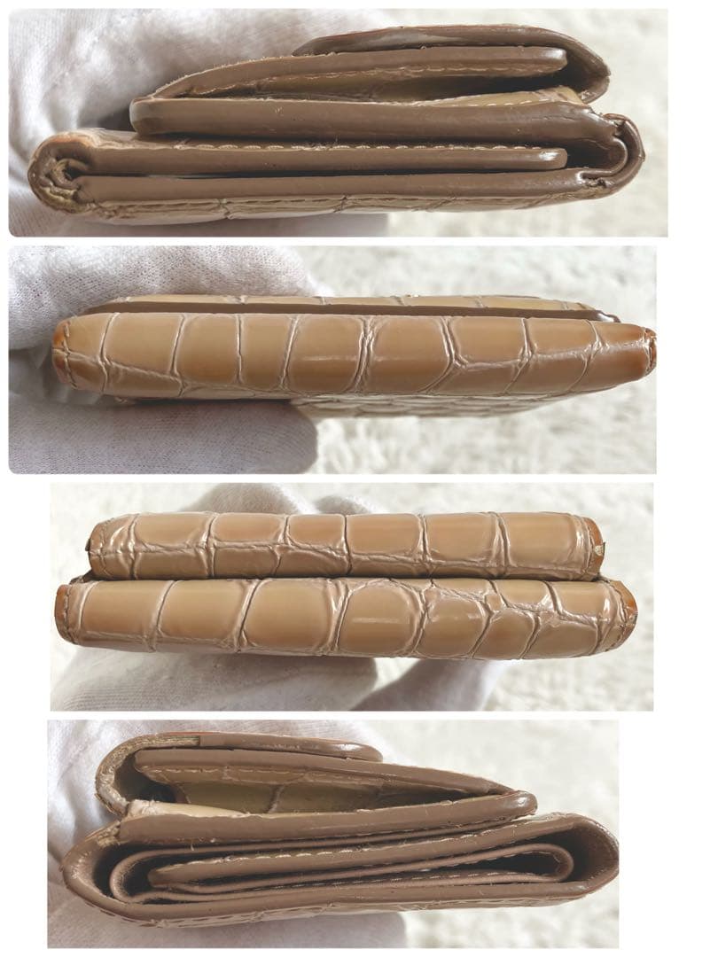 専用極希少品 ✨ミュウミュウ 折り財布　クロコ型押し　FRID ベージュ　レザー
