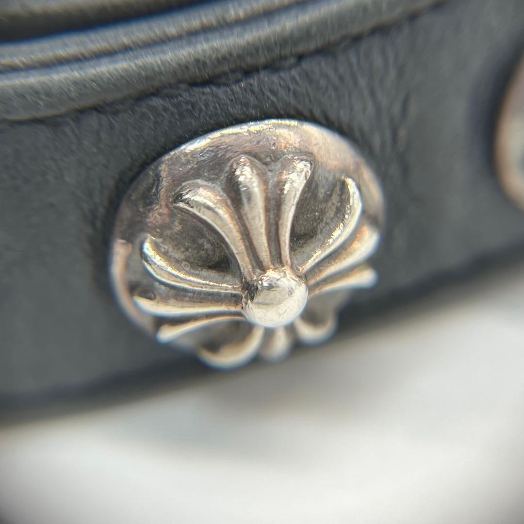 クロムハーツ 3ボタン2スナップ ブレスレット クロスボタン レザー SV925