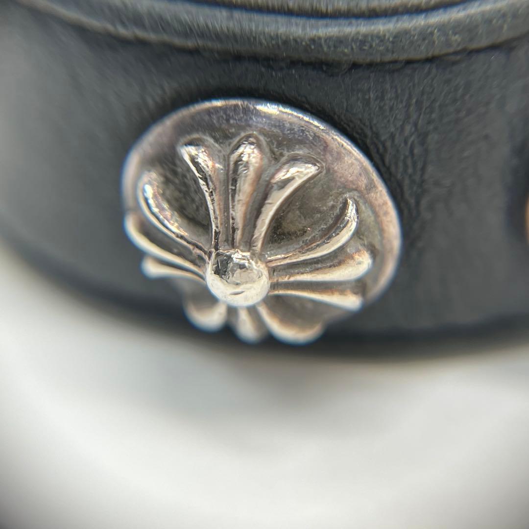 クロムハーツ 3ボタン2スナップ ブレスレット クロスボタン レザー SV925