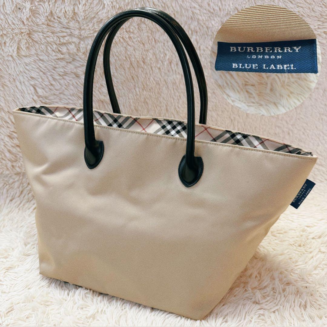 良品✨バーバリーロンドン ノバチェック ナイロン トートバッグ 舟形