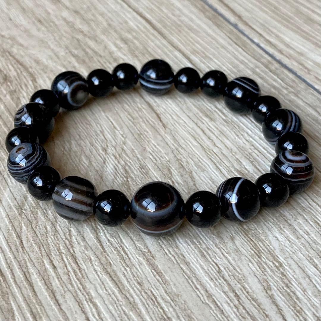 2点・天の眼を持つ最強のお守り/モリオン・アイアゲート/パワーストーンブレスレッ