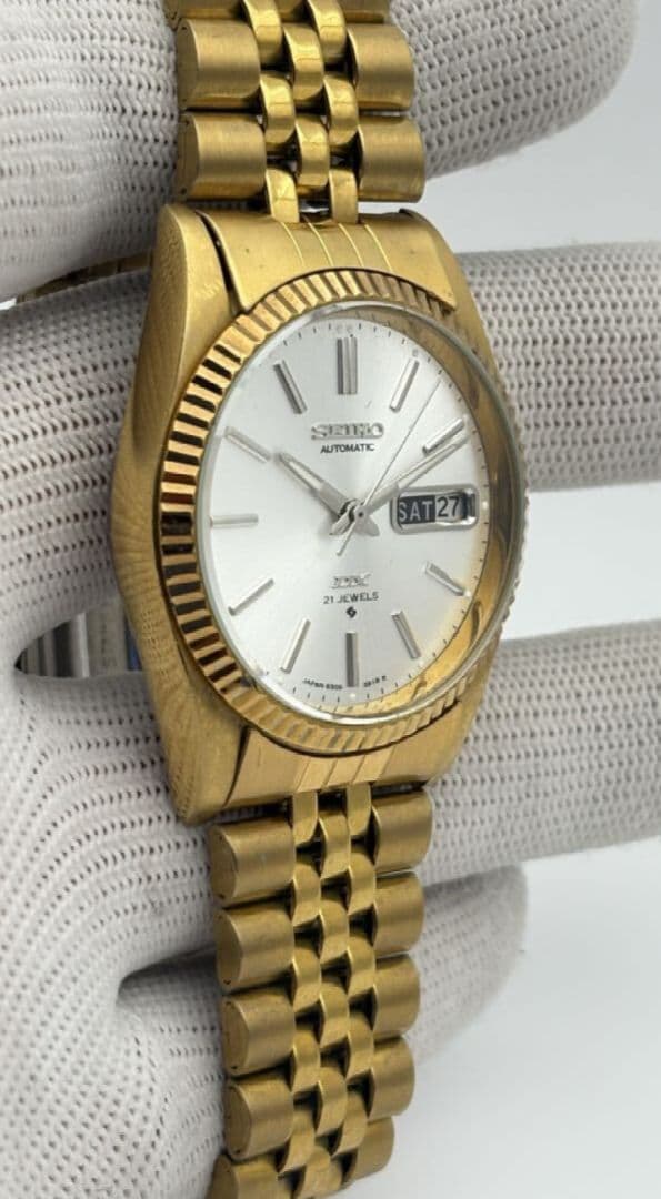 ね*様 セイコー自動巻きメンズ腕時計 6309 ホワイト文字盤 動作品フルーテッ