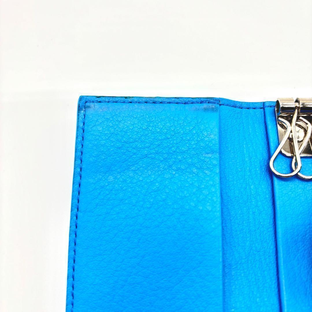 【希少✨】バレンシアガ 三つ折り 6連 キーケース ブルー ペーパー