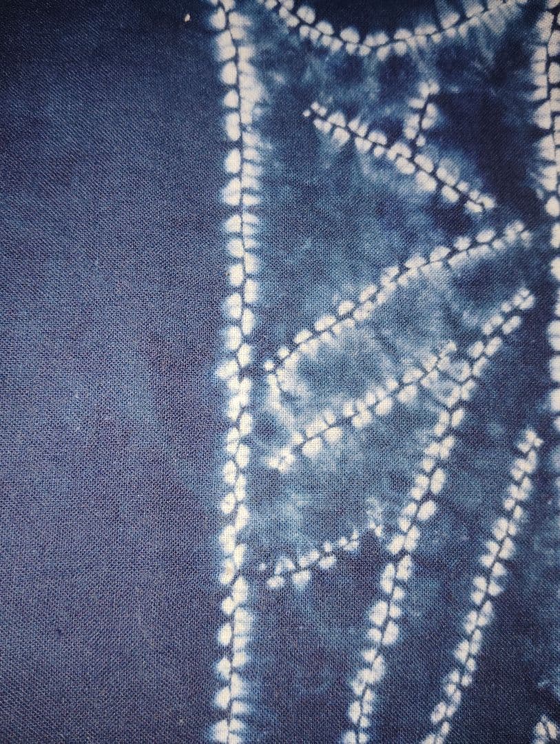 紺色と青のストライプ着物