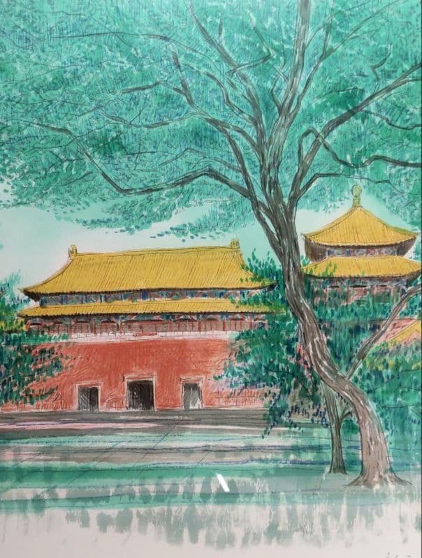 中国 故宮「瑞門下より午門をみる」 平松礼二 リトグラフ 美品