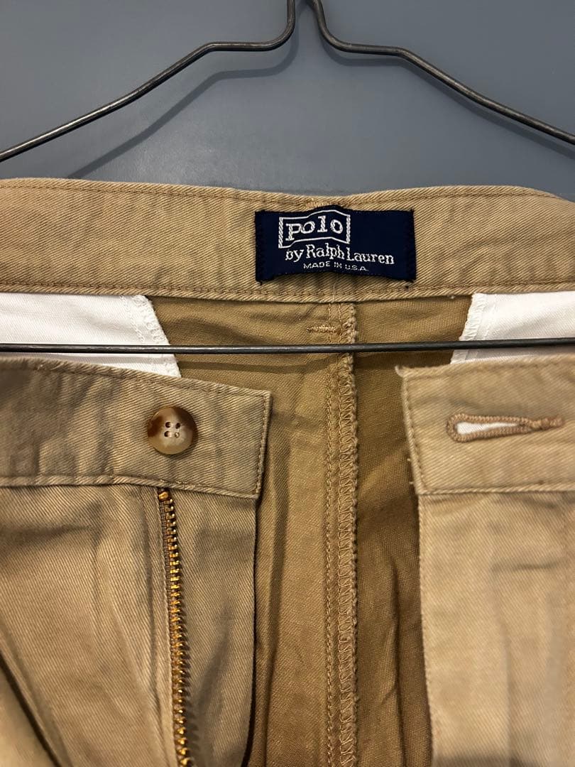 デッドストック　90s ポロ　ラルフローレン　ツータック　チノ　ベージュ