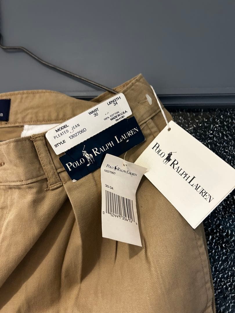 デッドストック　90s ポロ　ラルフローレン　ツータック　チノ　ベージュ