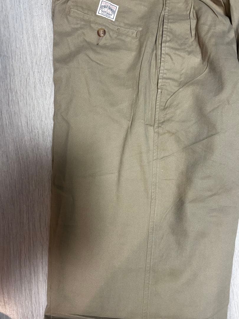 デッドストック　90s ポロ　ラルフローレン　ツータック　チノ　ベージュ
