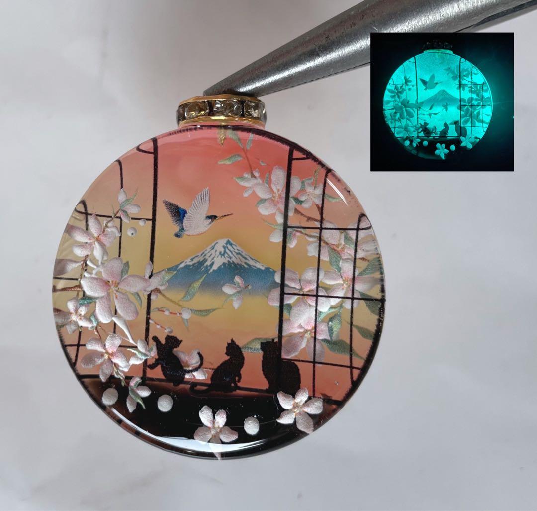 すずらん/星降る夜の子猫達　蓄光　オルゴナイトキーホルダー