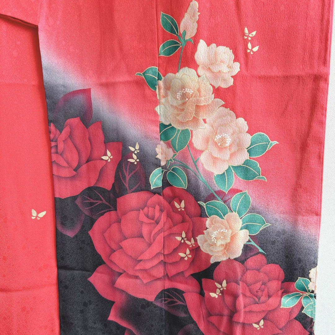 フルセット　七五三７歳女の子　着物　金プリント　蝶　51933