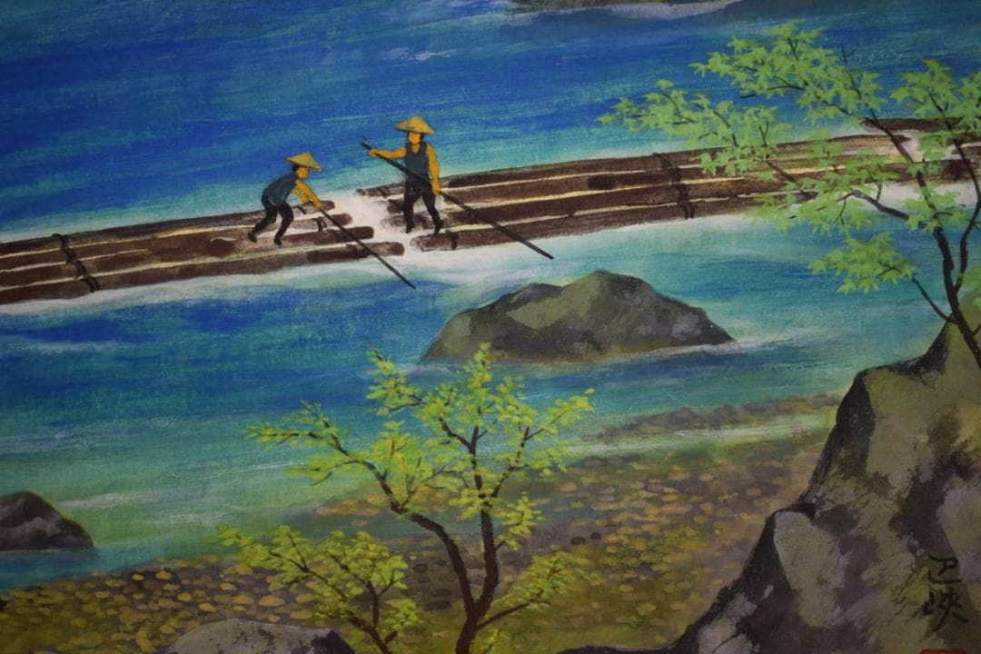 真作/三上巴峡/流し/大幅/桐共太巻箱付/布袋屋掛軸HF-873