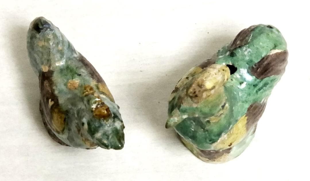 唐時代 唐三彩対鶏 伝世品焼物 保証 陶器 中国美術 ウブ品 WWTT174