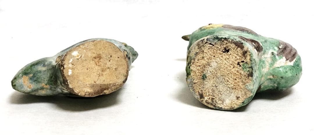 唐時代 唐三彩対鶏 伝世品焼物 保証 陶器 中国美術 ウブ品 WWTT174