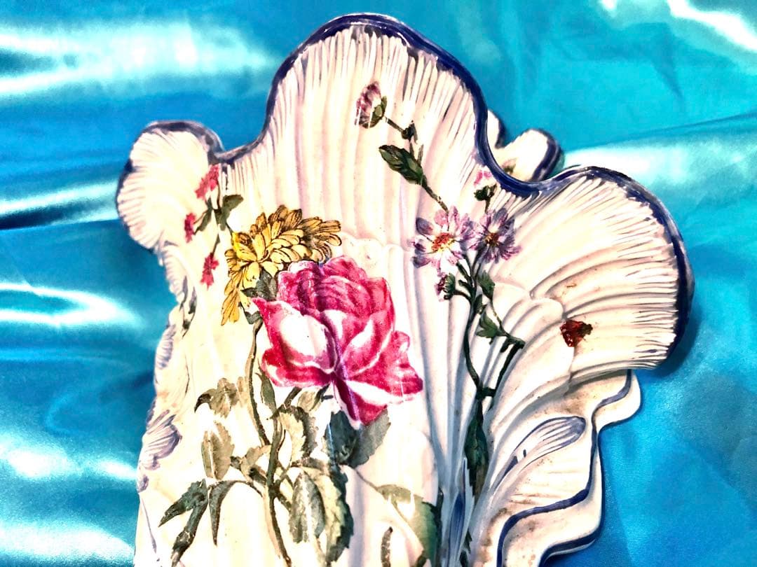 マイセン アンティーク☆ウォールフラワーベース♪大型35cm☆流水波形花々★希少