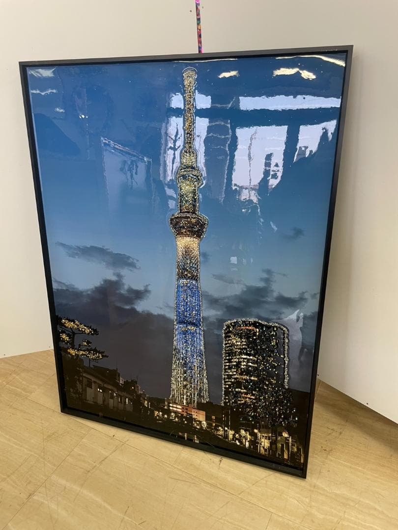 水晶絵　スカイツリー　東京　アートパネル　絵画　額縁　風景　ポスター　絵　写真