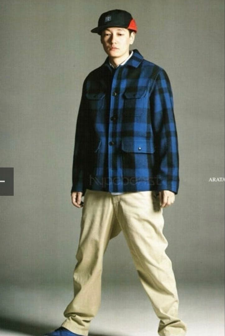 断*)様 Supreme 青・黒チェック クルーザージャケット L