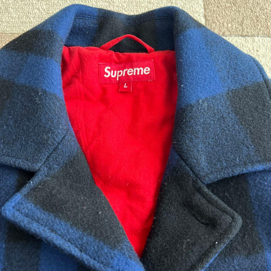 断*)様 Supreme 青・黒チェック クルーザージャケット L
