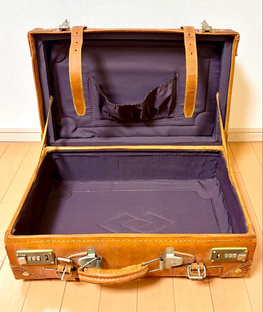 【レア】革製トランクケース アンティークヴィンテージスタイル アサヒビール 鍵付