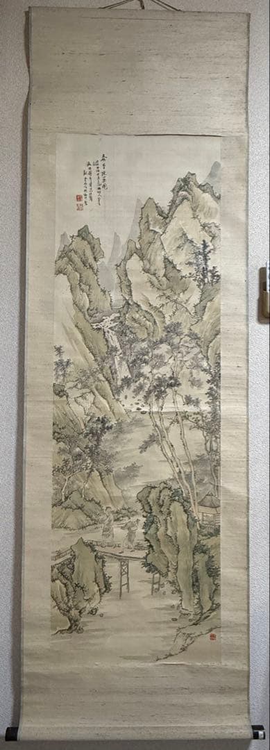 菊池黙堂筆　秦皇採薬図　戊戌年作　絹本肉筆　掛軸　送料込み250902