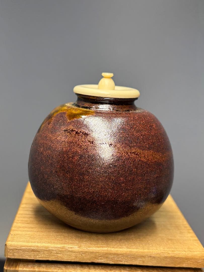 【未使用極美品】笹田有祥造 茶入 摸京極茄子 大名物　共箱 金箔