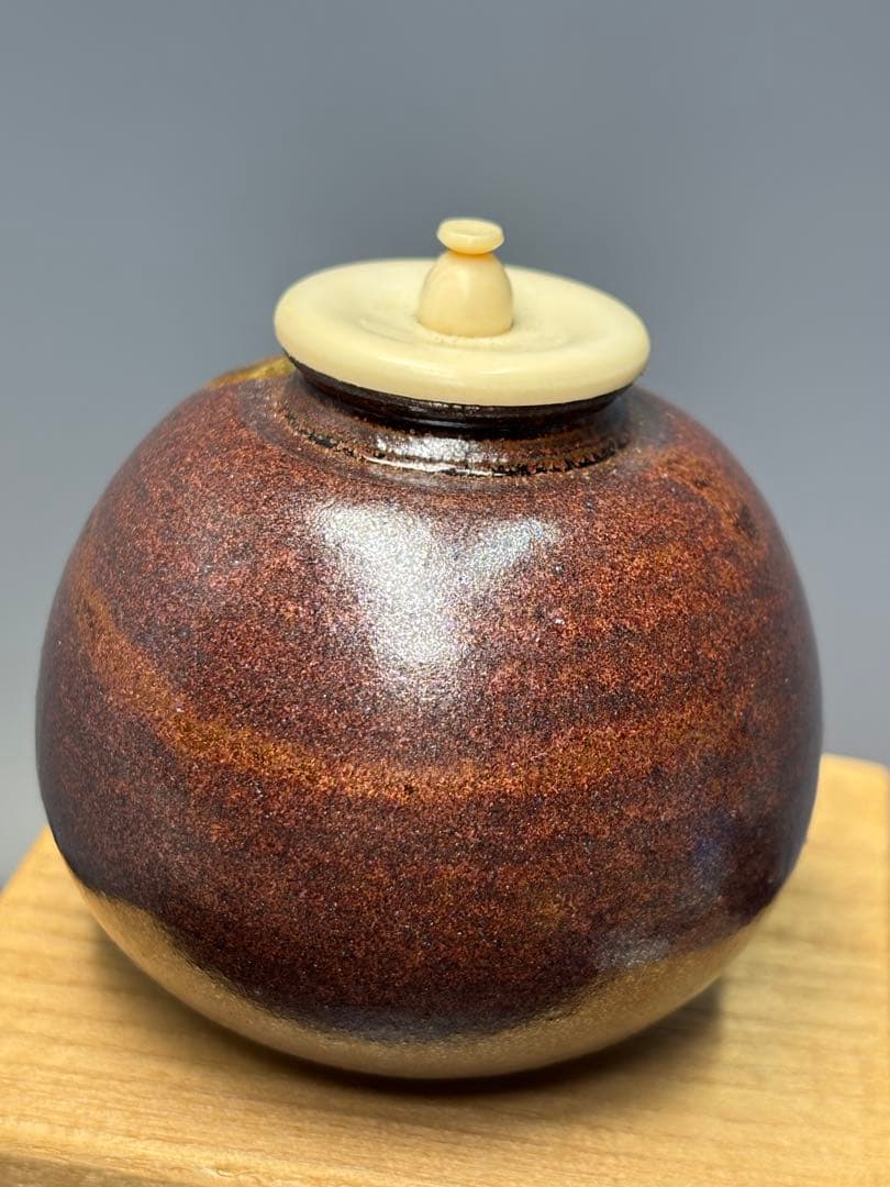 【未使用極美品】笹田有祥造 茶入 摸京極茄子 大名物　共箱 金箔