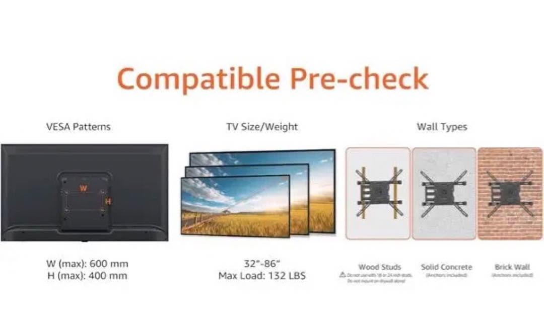 テレビ壁掛け金具フルモーション水平ポスト設置レベリング付 32~86インチ対応