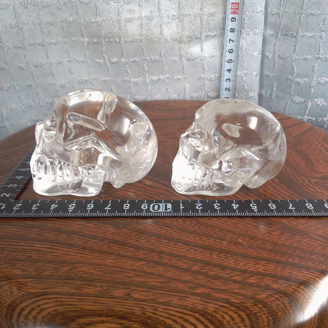 骨董５ 水晶?クリスタルガラス? スカル置物 2個セット