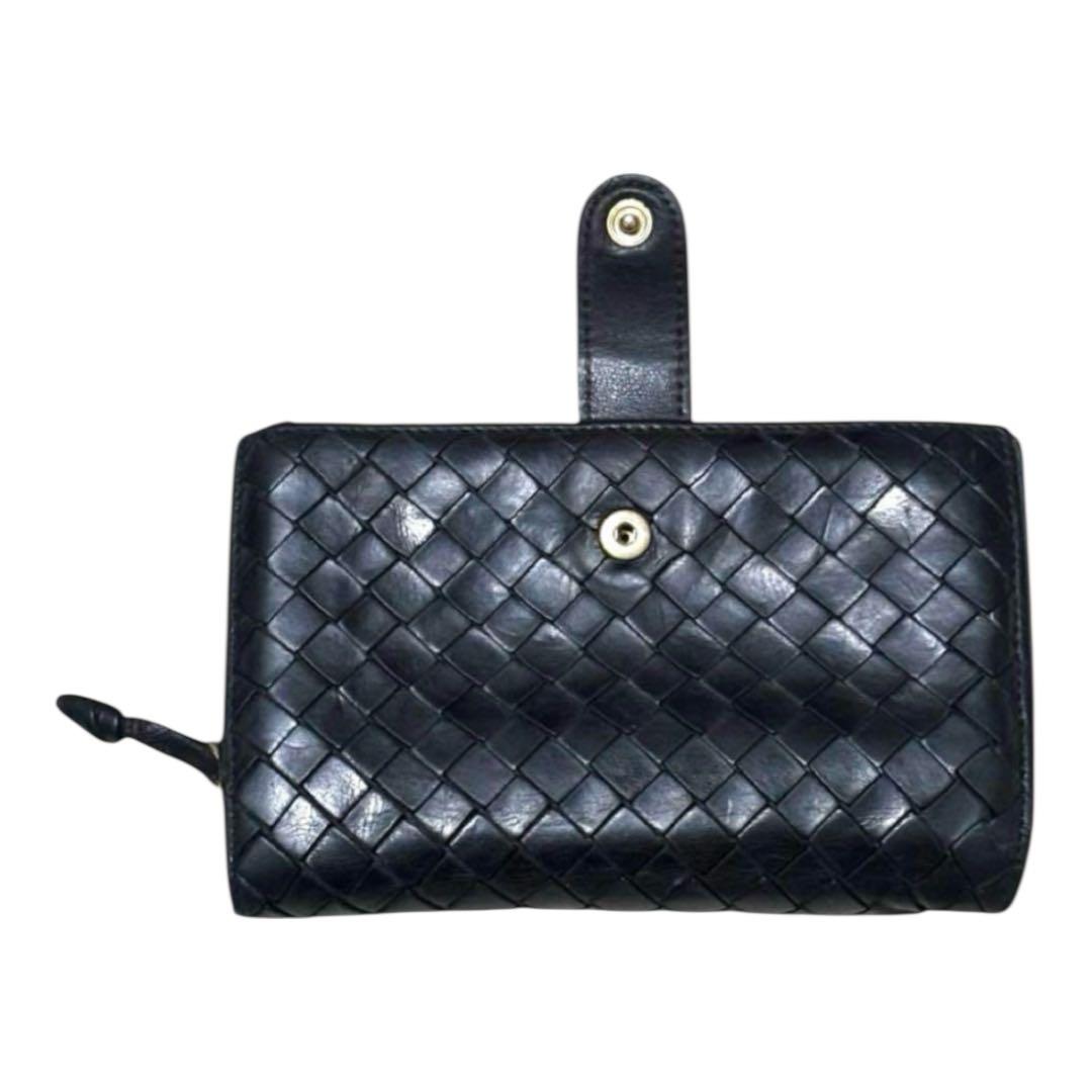 人気　ボッテガヴェネタ　折り財布　レザー　ダークブラウン　イントレチャート