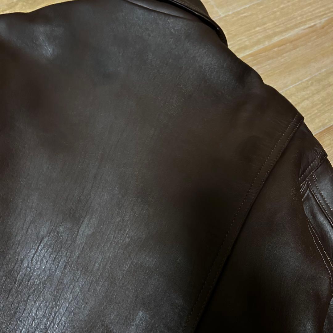 中古品 HAROLD'S GEAR 襟付き シングルライダース M ブラウン