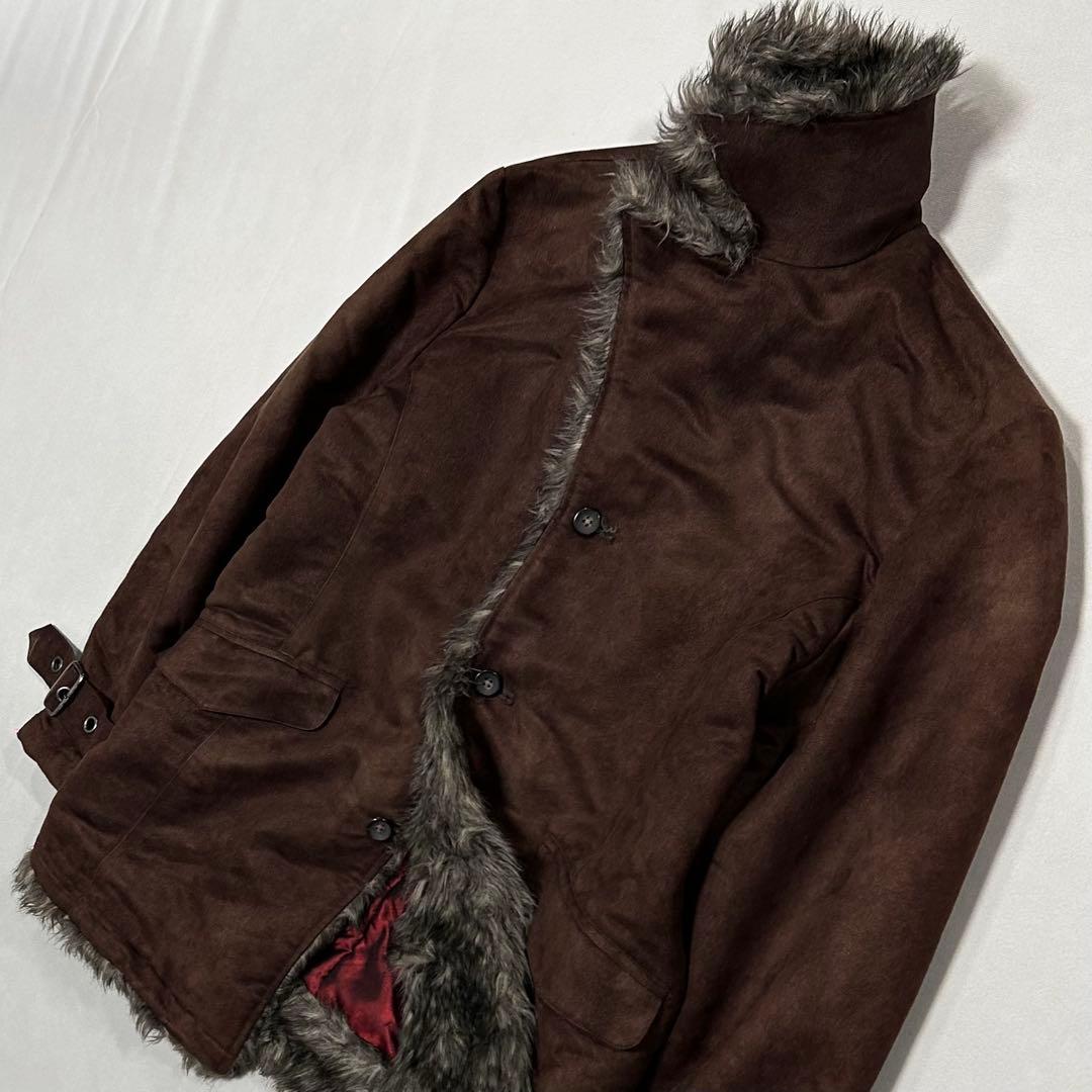 00s フェイクムートン ベロア ファー ギャングコート ジャケット お兄系