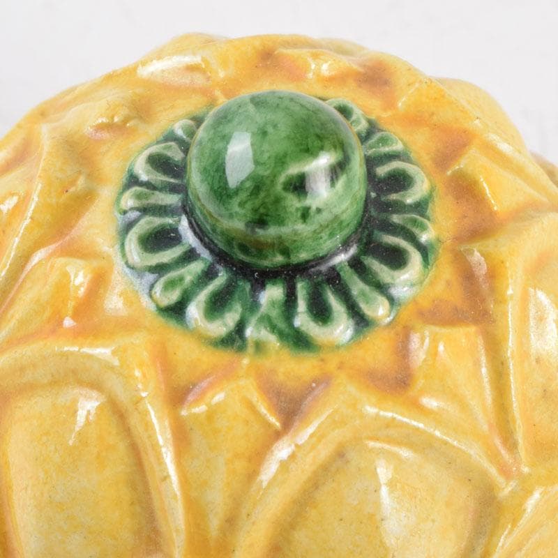 茶道具　永楽善五郎作　黄交趾　蕗の薹（フキノトウ）香合　共箱　C　9217