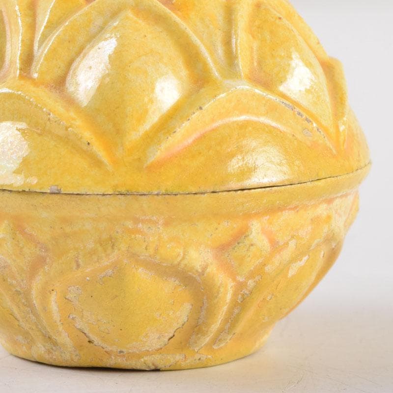 茶道具　永楽善五郎作　黄交趾　蕗の薹（フキノトウ）香合　共箱　C　9217