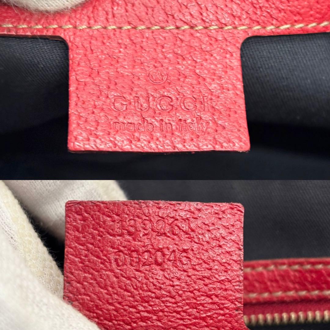 美品 ✨ グッチ ミニトートバッグ GG柄 シェリーライン キャンバス 赤