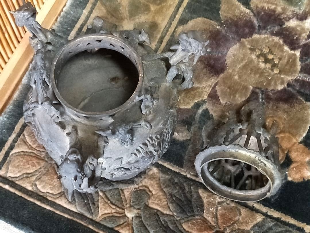 ♥値下げ！とても古い　古銅製　香炉　大型　木箱付き　骨董品　古玩