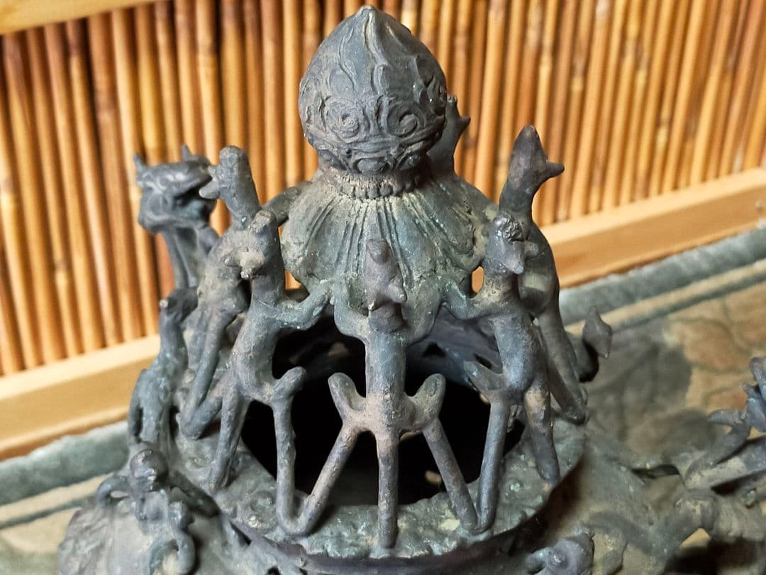 ♥値下げ！とても古い　古銅製　香炉　大型　木箱付き　骨董品　古玩