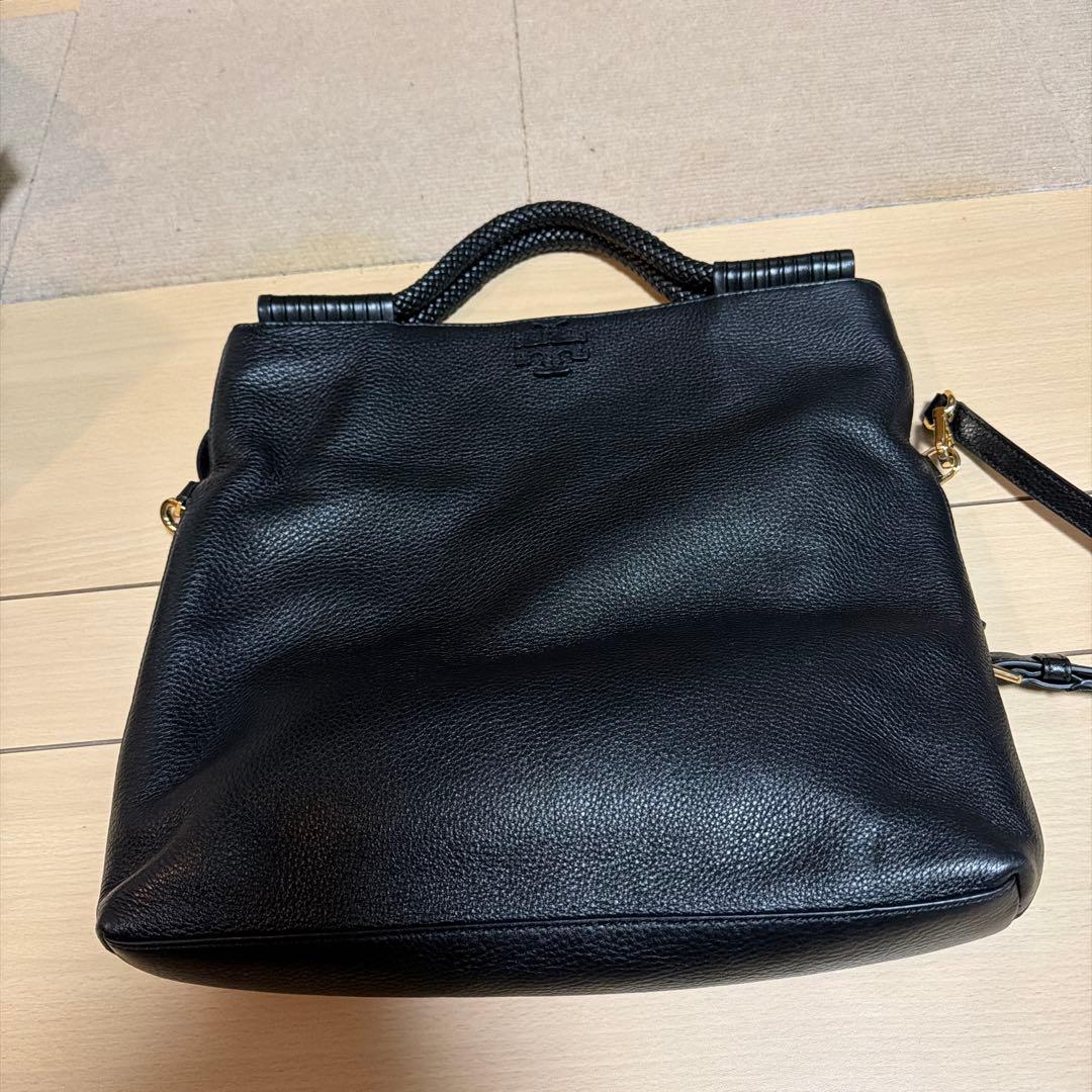 トリーバーチ/ブラックレザーショルダーバッグ 保存袋付き