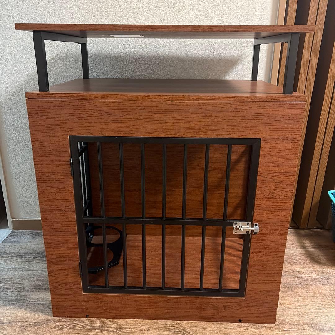犬用ケージ 木製ハウス おしゃれ 上棚付き ハウス兼用 ペットゲージ 家具調