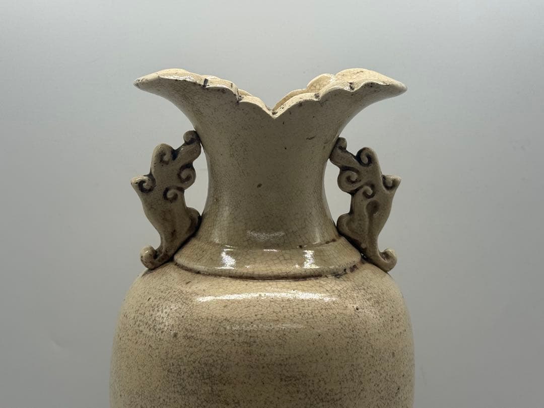 中国　清時代　白磁　雙耳瓶　送料込み251114