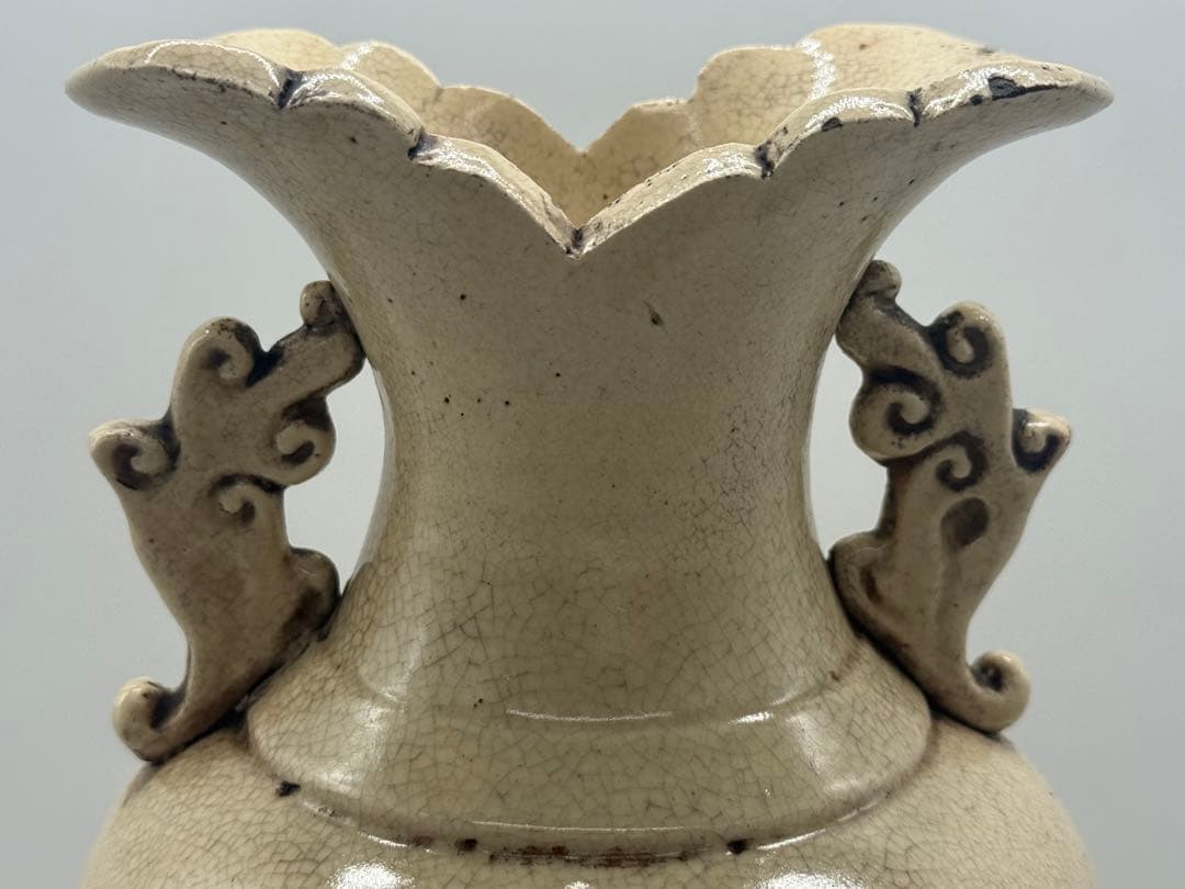 中国　清時代　白磁　雙耳瓶　送料込み251114