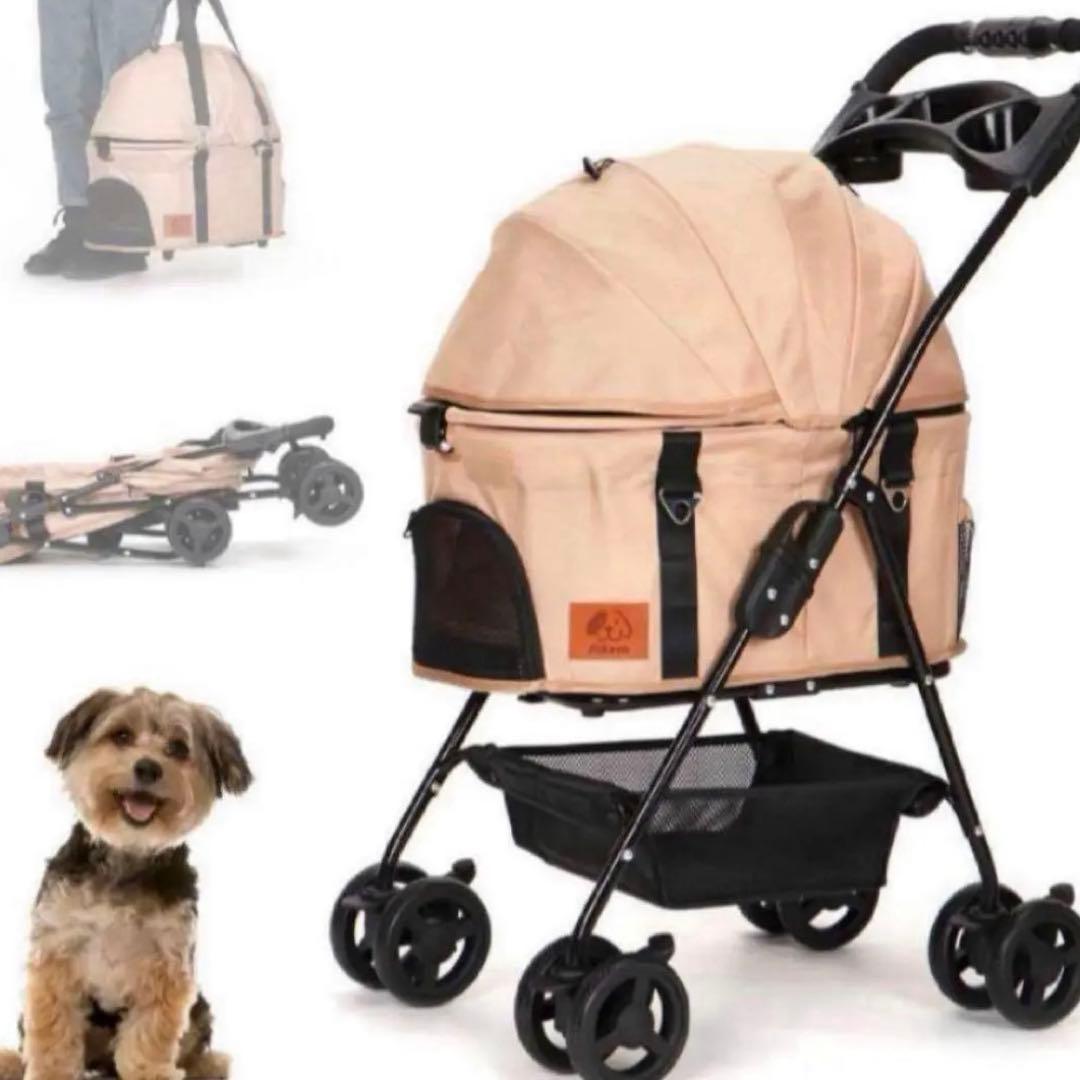 ペットカート✨分離式 折り畳み式 犬カート 猫 軽量 ペットカート ベージュ