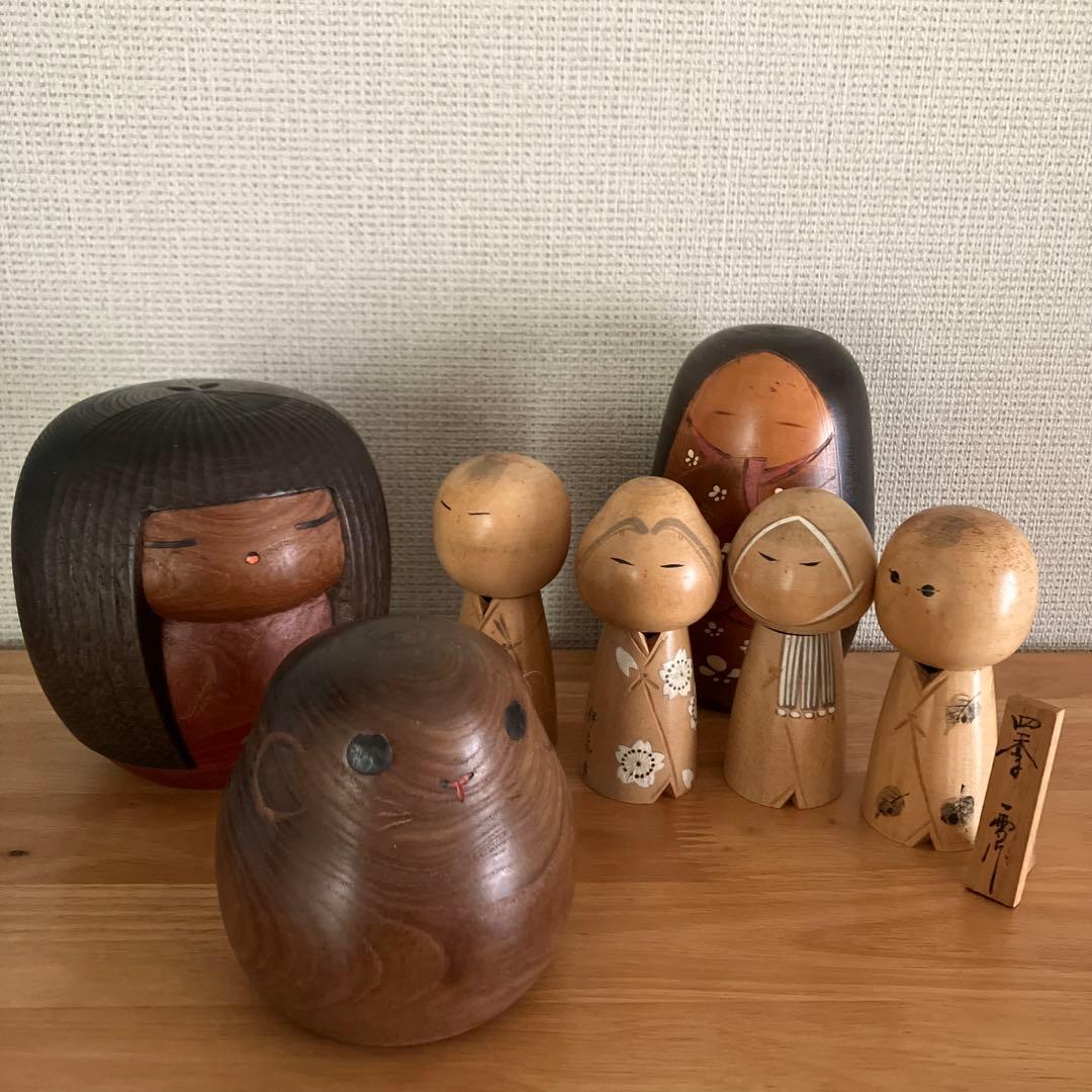 日本の木製こけし人形セット