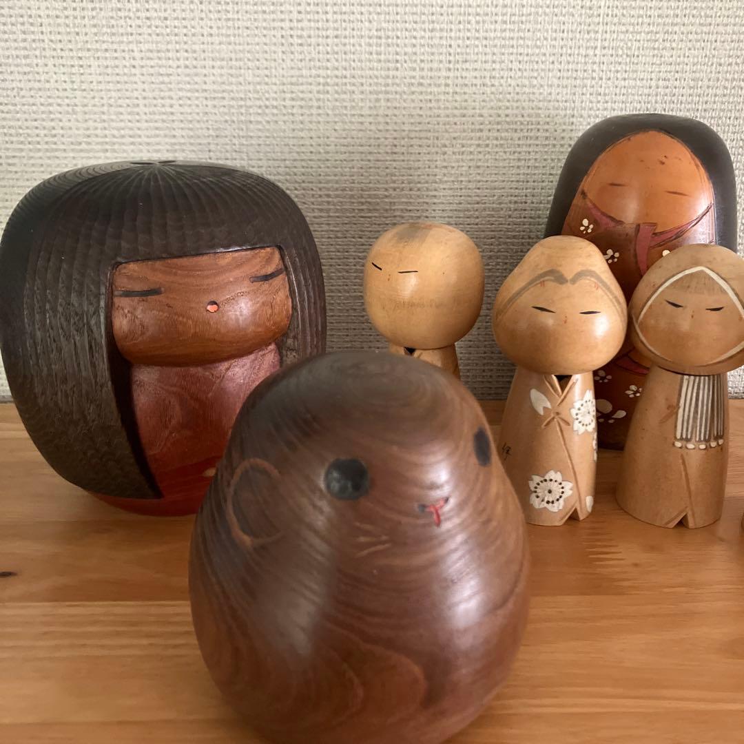 日本の木製こけし人形セット