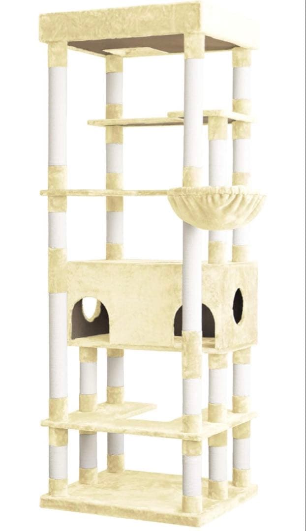 S CLASS 突っ張り型キャットタワー 194cm アイボリー