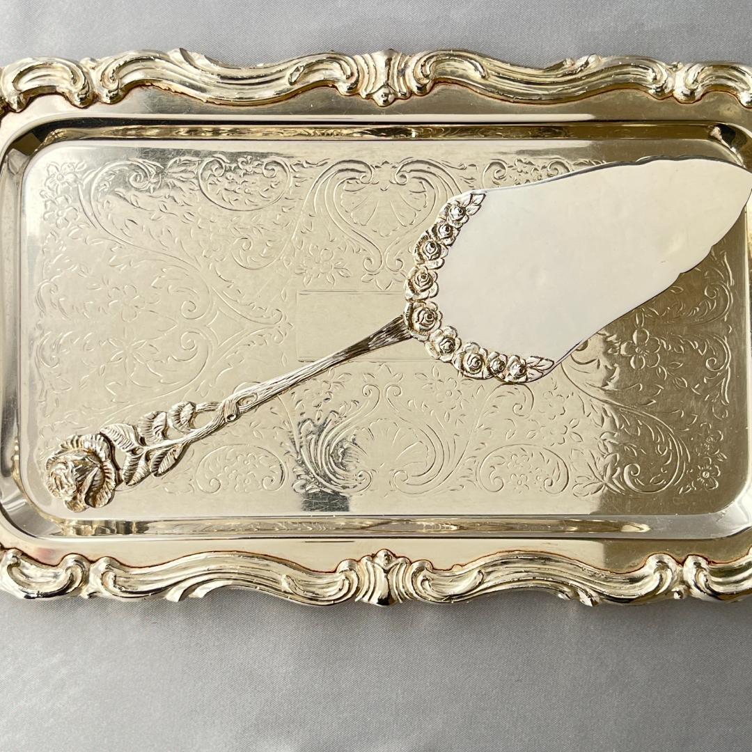 【ANTIKO】 薔薇のケーキサーバー【純銀】ヒルデスハイムローズ 21cm