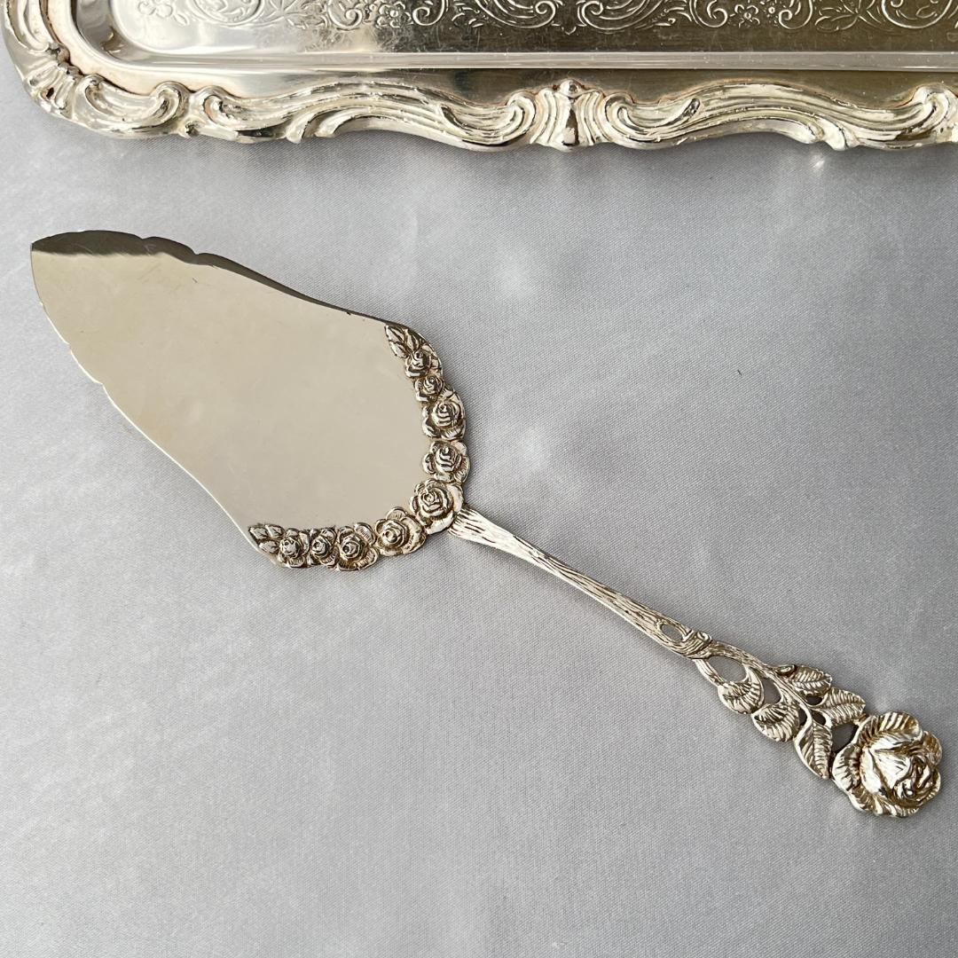 【ANTIKO】 薔薇のケーキサーバー【純銀】ヒルデスハイムローズ 21cm