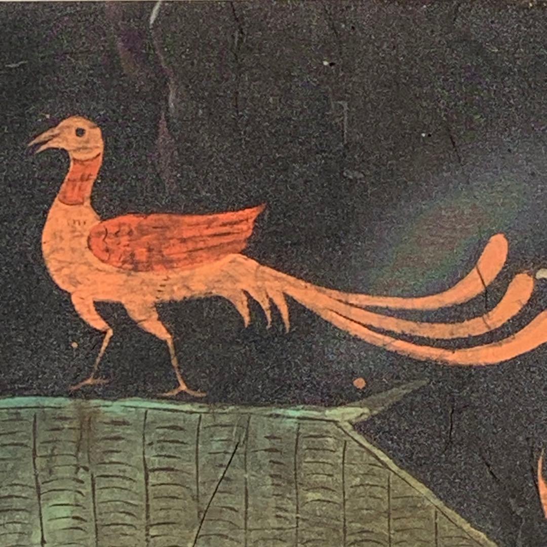 楚国　漢代　帛画　中国　シルク　絹　絵画　額縁　骨董品　馬　王　鳳凰　人　アート