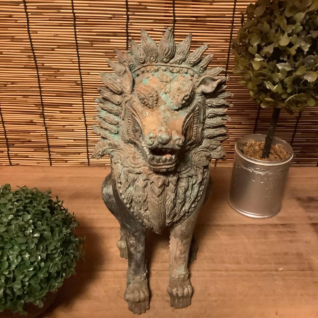 中国唐代「聖獣・唐獅子」神獣・霊獣・魔除け・守護・初唐様式・青銅・出土発掘