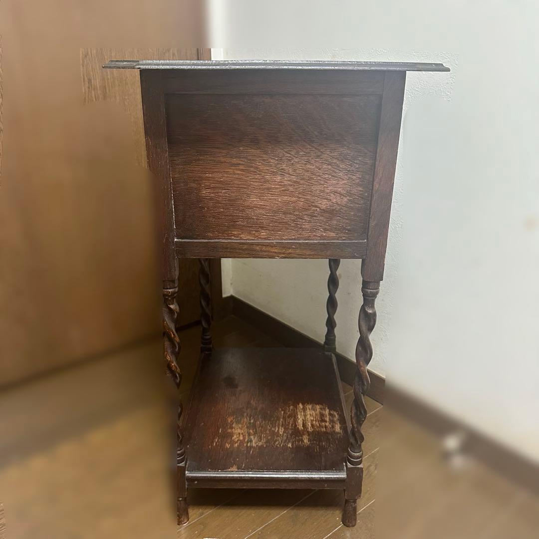 イギリス家具/英国/アンティーク/サイドテーブル/天板開閉タイプ(収納あり)