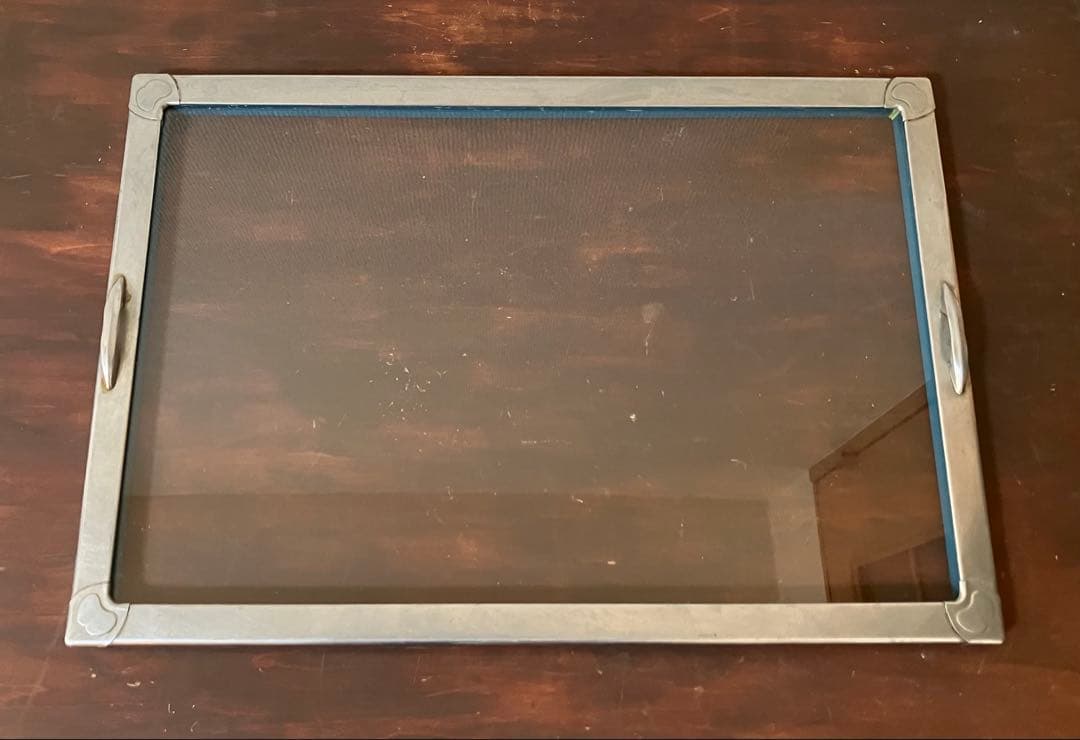 昭和レトロ　ブリキ製ガラス蓋ケース　ブリキ製ショーケース（1枚扉、取り外し可能）